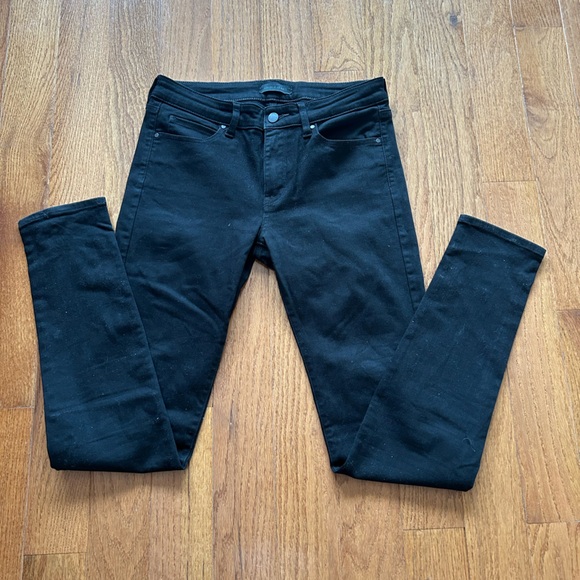UNIQLO WOMEN SKINNY JEANS BLACK MID RISE STRETCHY IN SIZE 4 - Picture 2 of 9